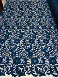 Guipure Lace Fabric - Navy Blue - Embroidered Bridal Wedding Dress Design Sold By The Yard