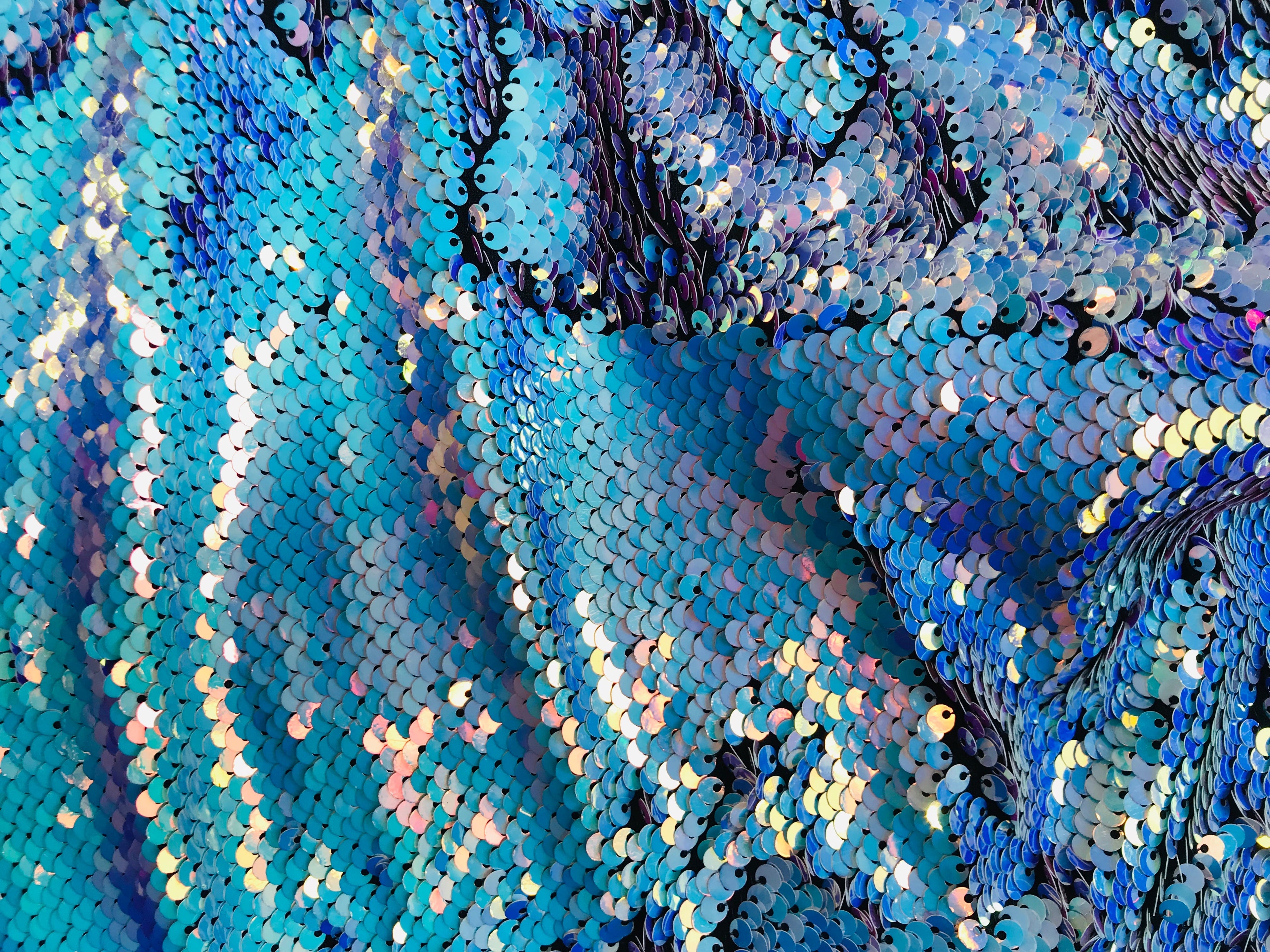 Reversible Mermaid Spandex - Iridescent Unicorn Mermaid Pillow Flip Up Sequins Fabric By The Yard