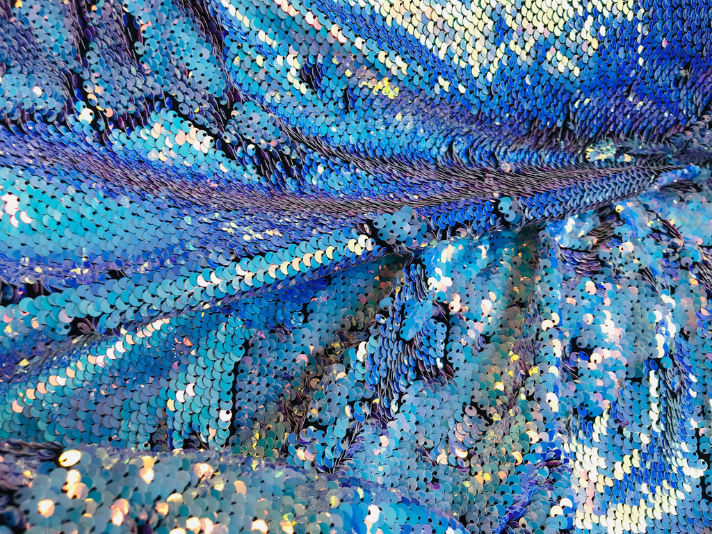 Reversible Mermaid Spandex - Iridescent Unicorn Mermaid Pillow Flip Up Sequins Fabric By The Yard