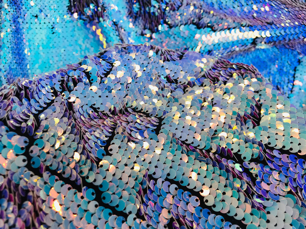 Reversible Mermaid Spandex - Iridescent Unicorn Mermaid Pillow Flip Up Sequins Fabric By The Yard