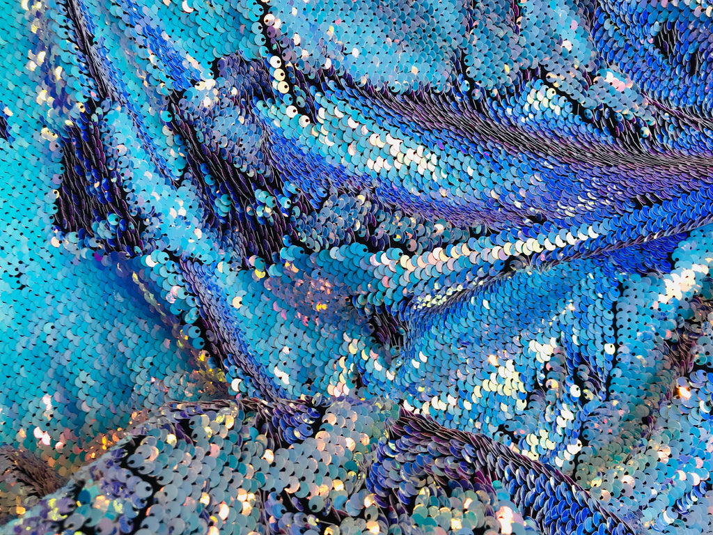 Reversible Mermaid Spandex - Iridescent Unicorn Mermaid Pillow Flip Up Sequins Fabric By The Yard