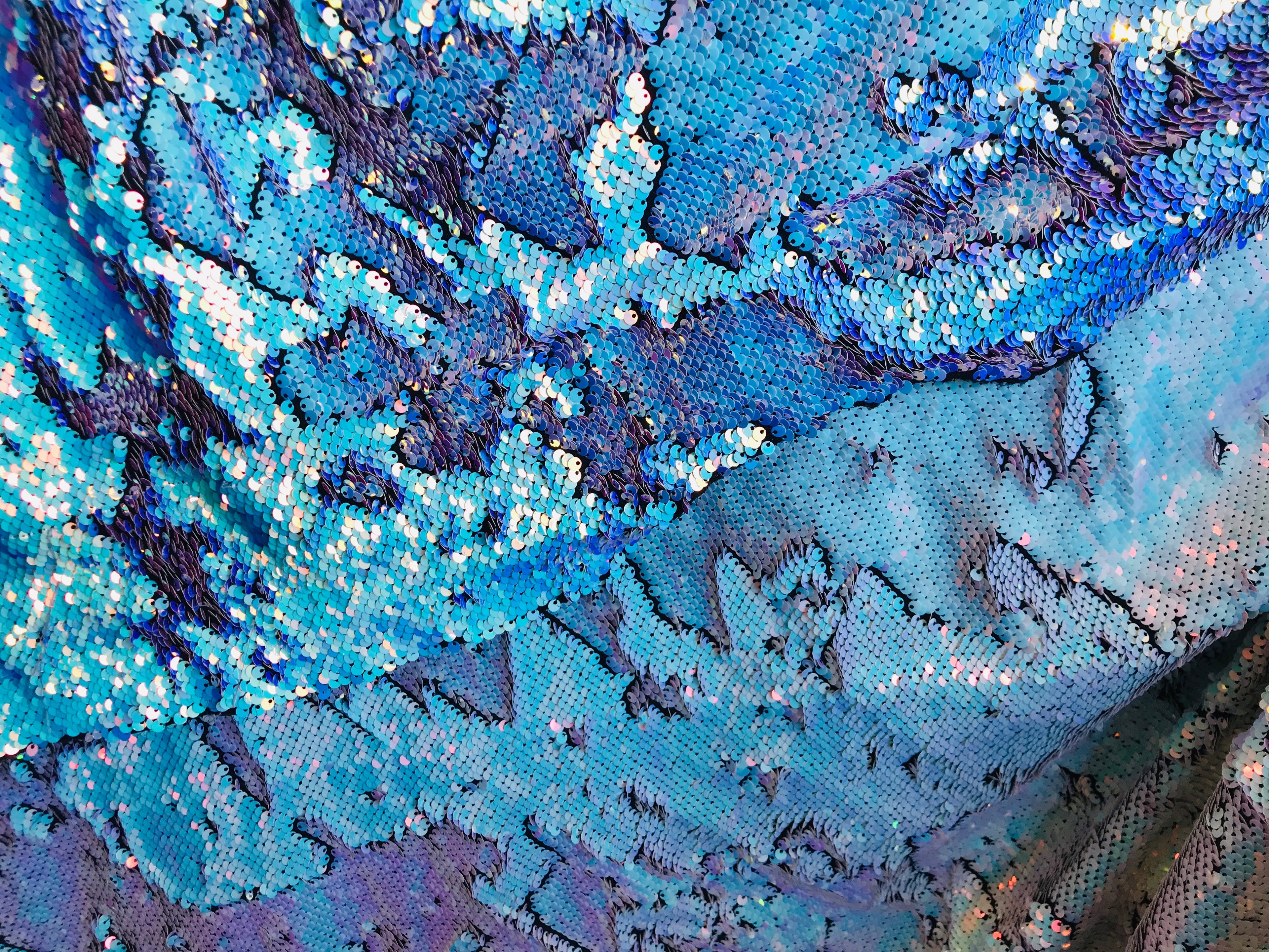Reversible Mermaid Spandex - Iridescent Unicorn Mermaid Pillow Flip Up Sequins Fabric By The Yard