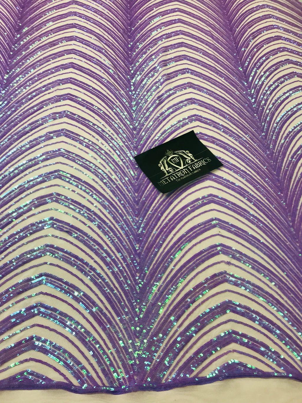Sequins in Lines - Lilac / Aqua - Iridescent 4 Way Stretch Two Tone Design Sequins Fabric