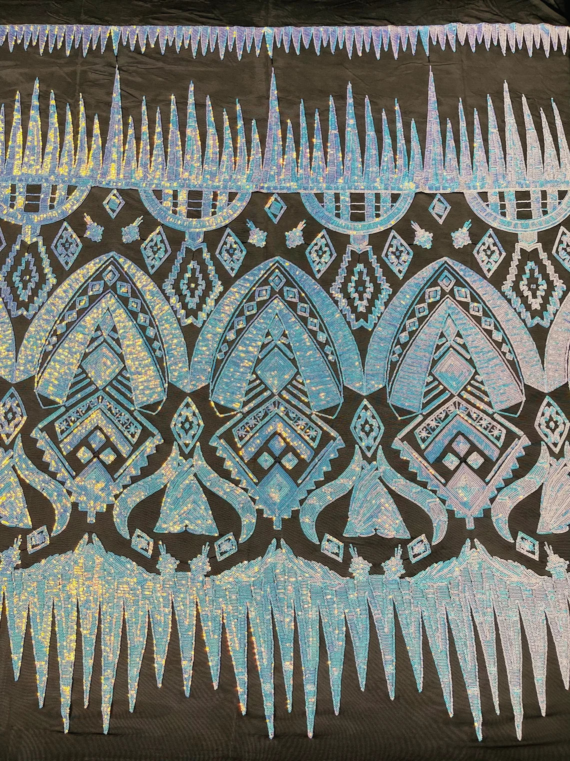 Aztec Sequins Fabric - 4 Way Stretch Aztec Sequins Design Fabric - Pick Color - 25 Yard Roll