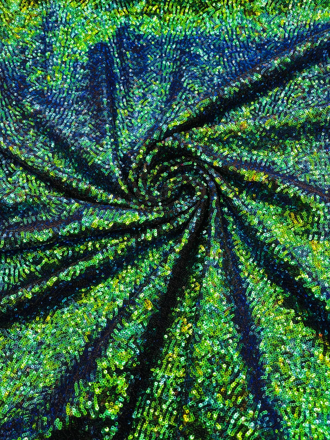 Mini Glitz Sequins Milliskin - Iridescent Green - 4 Way Stretch Milliskin Nylon Spandex Fabric Sold By Yard