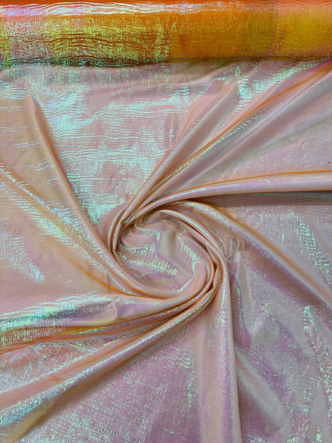 Crushed Organza - Iridescent Orange - 45" Sheer Crushed Organza Fabric Sold By Yard