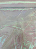 Crushed Organza - Iridescent White - 45" Sheer Crushed Organza Fabric Sold By Yard