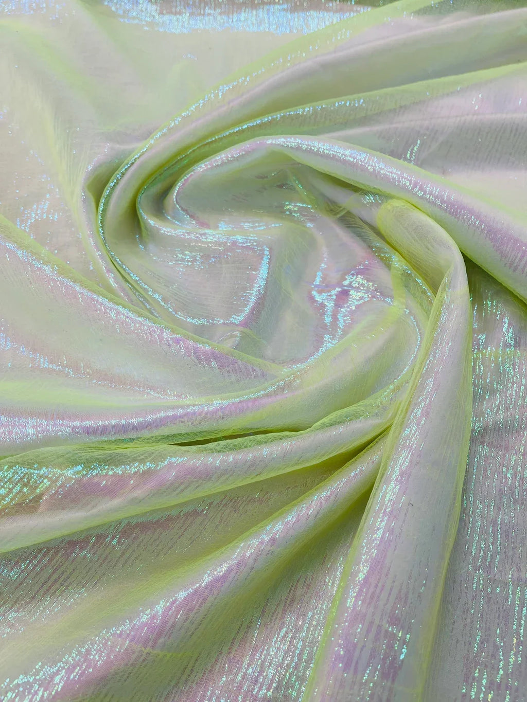 Crushed Organza - Iridescent Yellow - 45" Sheer Crushed Organza Fabric Sold By Yard
