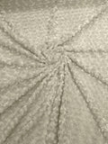 58" Minky Swirl Rose Fabric - Ivory - Soft Rosebud Plush Fur Fabric Sold By The Yard