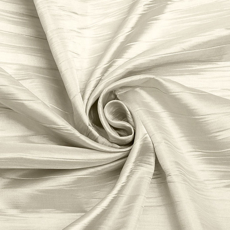 54" Crushed Taffeta Fabric - Ivory - Crushed Taffeta Creased Fabric Sold by The Yard