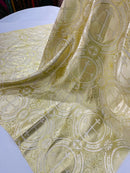 Brocade Cross Fabric - Ivory / Gold - Church Vestment Religious Jacquard Fabric By Yard