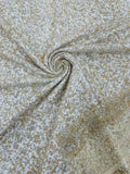 Beads and Sequins Lace - Ivory / Silver - Embroidered Beads and Sequins on Lace Mesh Fabric By Yard