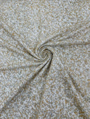 Beads and Sequins Lace - Ivory / Silver - Embroidered Beads and Sequins on Lace Mesh Fabric By Yard