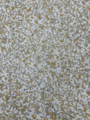 Beads and Sequins Lace - Ivory / Silver - Embroidered Beads and Sequins on Lace Mesh Fabric By Yard