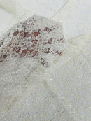 Floral Pearls and Sequins Fabric - Ivory - Beaded Fabric Embroidered Lace By The Yard