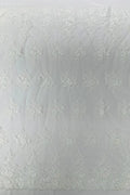 Corded Floral 3D Fabric - Ivory - Embroidered Floral Design on Lace Mesh Fabric by Yard