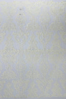 King Lace Pattern Fabric - Ivory - Embroidered Sequins on Lace Mesh Fabric By Yard
