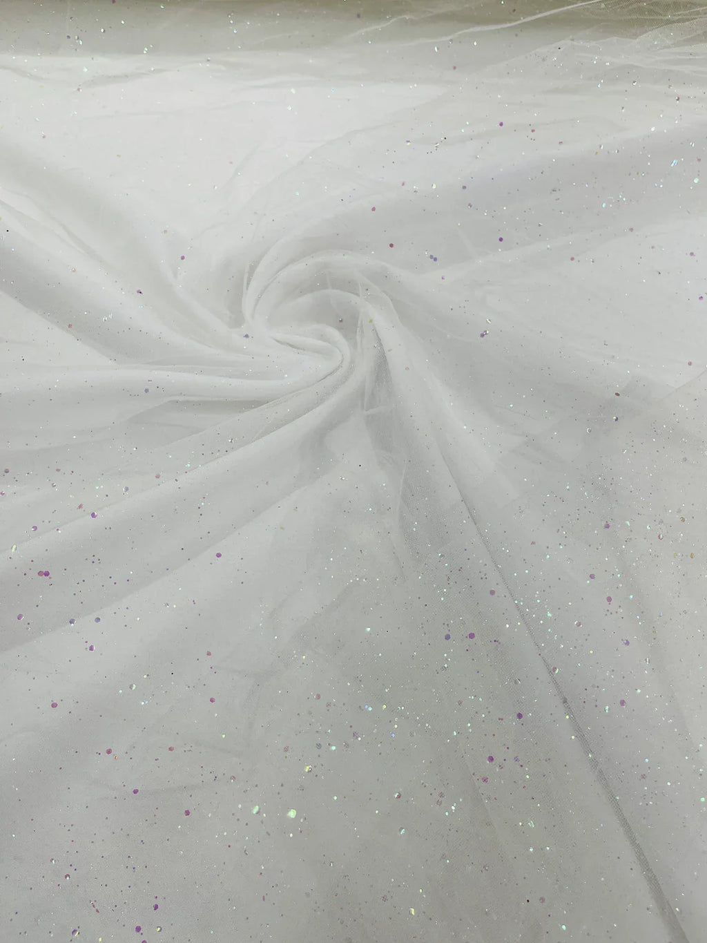 Sparkling Glitter Tulle Fabric - Ivory - Sparkling Glitter Tulle Mesh Fabric Sold By Yard