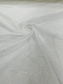 Sparkling Glitter Tulle Fabric - Ivory - Sparkling Glitter Tulle Mesh Fabric Sold By Yard