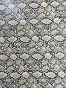 Snake Python Faux Leather Vinyl - Ivory - 3D Snake Print Design Embossed Vinyl By Yard