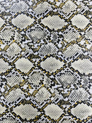 Snake Python Faux Leather Vinyl - Ivory - 3D Snake Print Design Embossed Vinyl By Yard