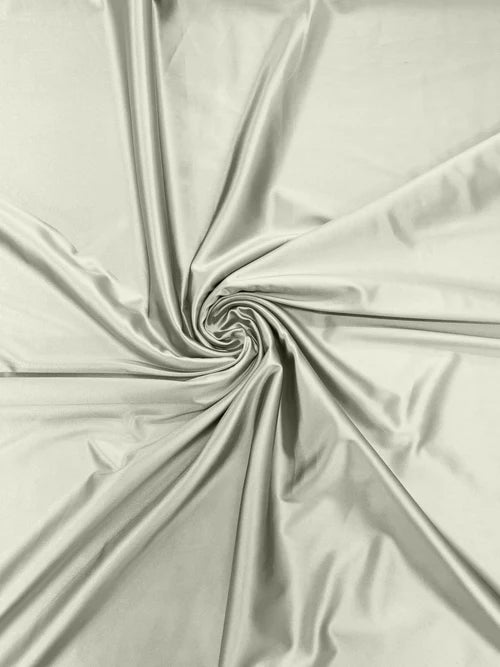 60" Heavy Shiny Satin Fabric - Ivory - Stretch Shiny Satin Fabric Sold By Yard