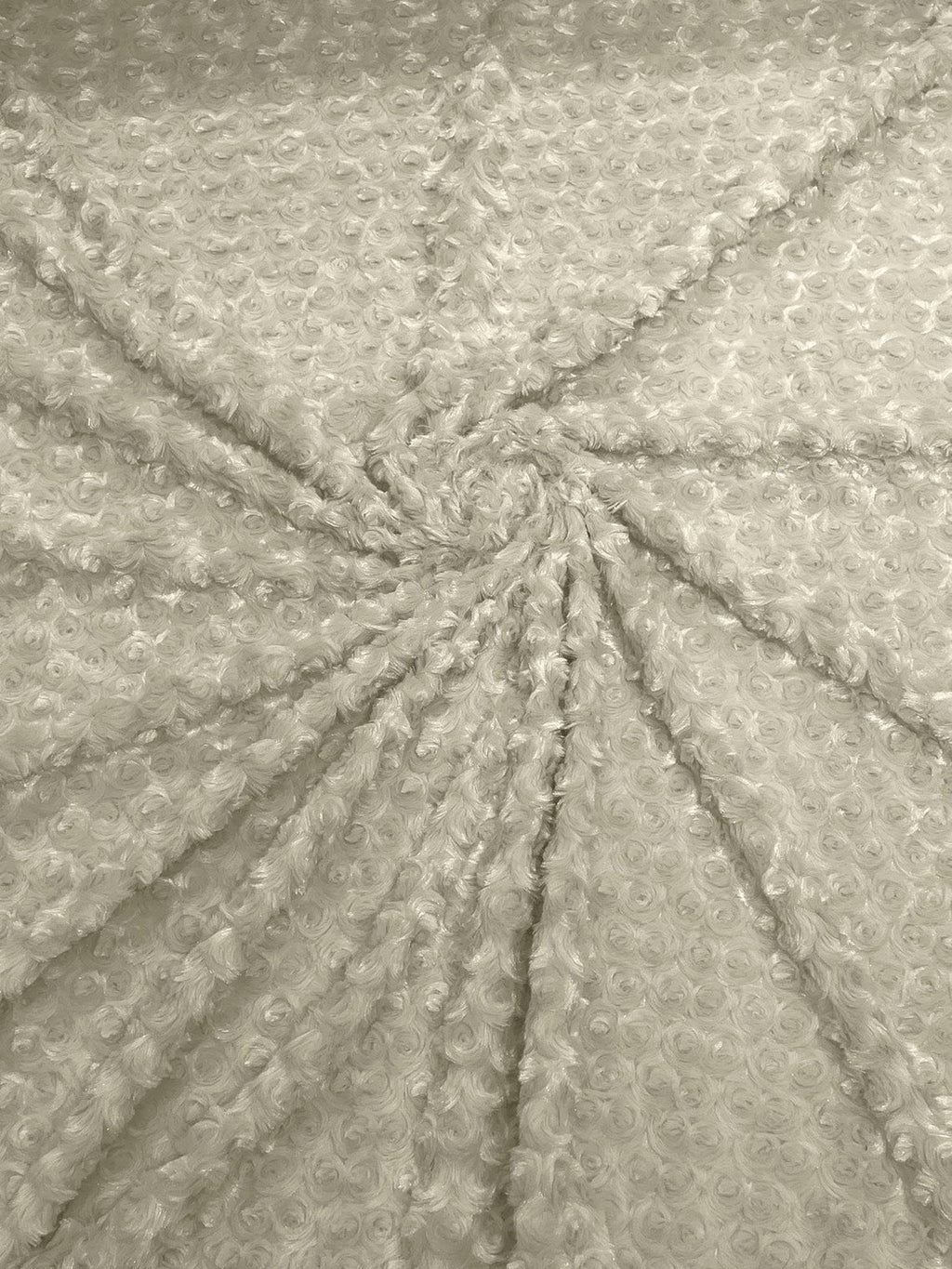 58" Minky Swirl Rose Fabric - Ivory - Soft Rosebud Plush Fur Fabric Sold By The Yard