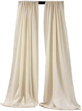 5 Feet x 10 Feet - Ivory -  Polyester Backdrop Drape Curtains, Polyester Poplin Backdrop 1 Pair
