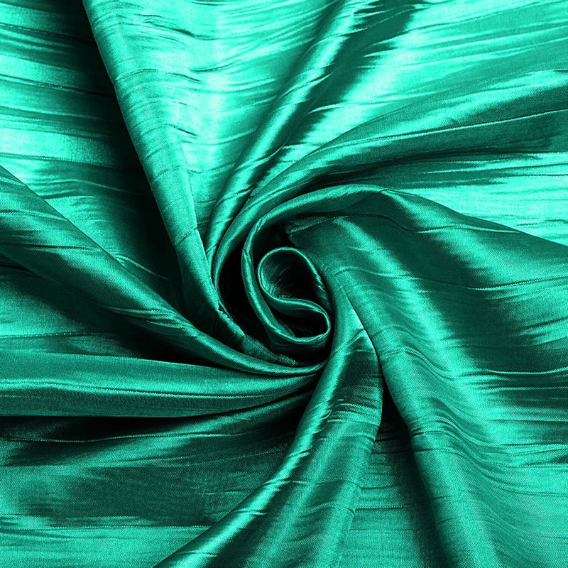 54" Crushed Taffeta Fabric - Jade - Crushed Taffeta Creased Fabric Sold by The Yard