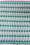 Embroidered Flower Fabric - Jade - Floral Design Scalloped Border Fabric By Yard