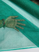 Shimmer Glitter Mesh Fabric - Jade Green - Shiny Glitter Dots Design on Lace Mesh Sold By Yard