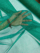 Shimmer Glitter Mesh Fabric - Jade Green - Shiny Glitter Dots Design on Lace Mesh Sold By Yard