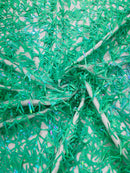 Sword Large Shiny Sequins - Jade Green - Hanging Iridescent Sequins On Lace Fabric By Yard