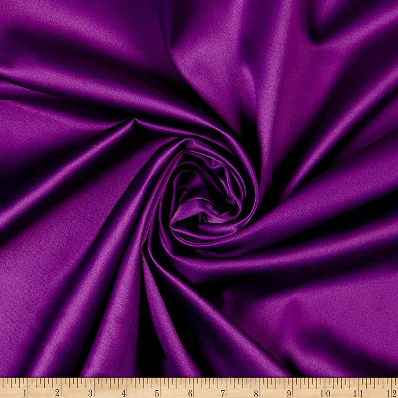 58/59" Satin Fabric Matte L'Amour - Jewel Purple - (Peau de Soie) Duchess Dress Satin Fabric By The Yard