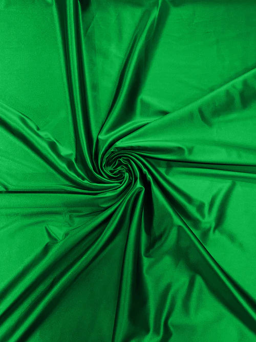 60" Heavy Shiny Satin Fabric - Kelly Green - Stretch Shiny Satin Fabric Sold By Yard