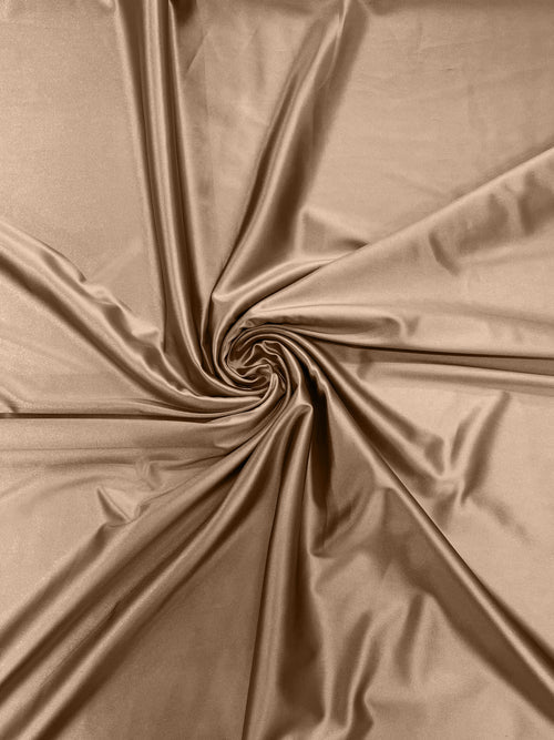 60" Heavy Shiny Satin Fabric - Khaki - Stretch Shiny Satin Fabric Sold By Yard