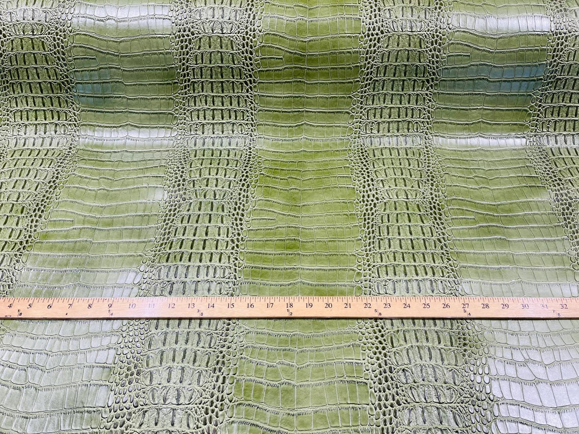 Crocodile Faux Leather Vinyl - 3D Scales Vinyl Crocodile Fabric - Different Colors - Sold By Yard
