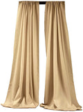 5 Feet x 10 Feet - Khaki - Polyester Backdrop Drape Curtains, Polyester Poplin Backdrop 1 Pair