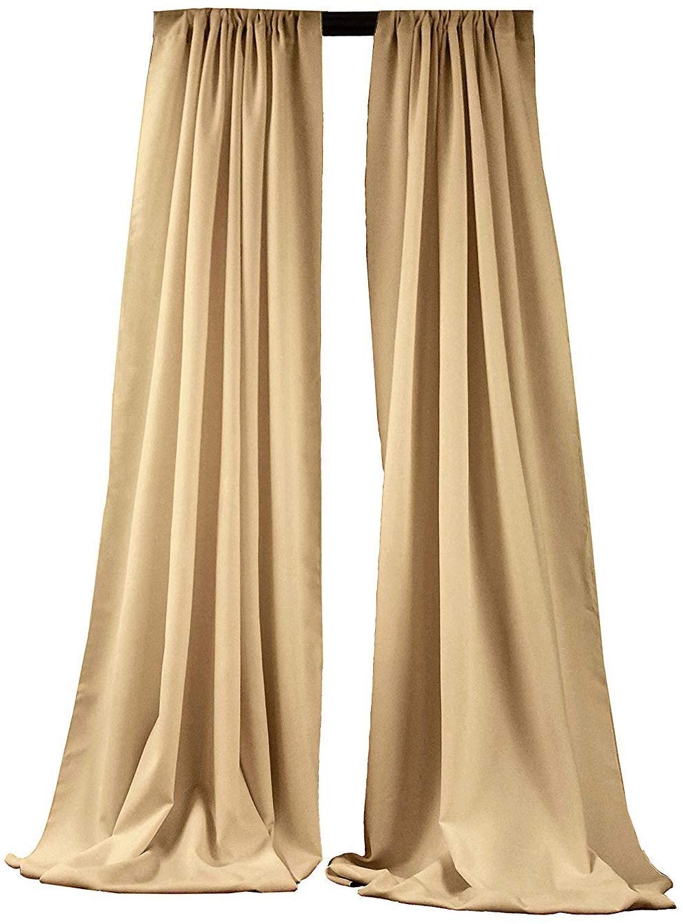 5 Feet x 10 Feet - Khaki - Polyester Backdrop Drape Curtains, Polyester Poplin Backdrop 1 Pair