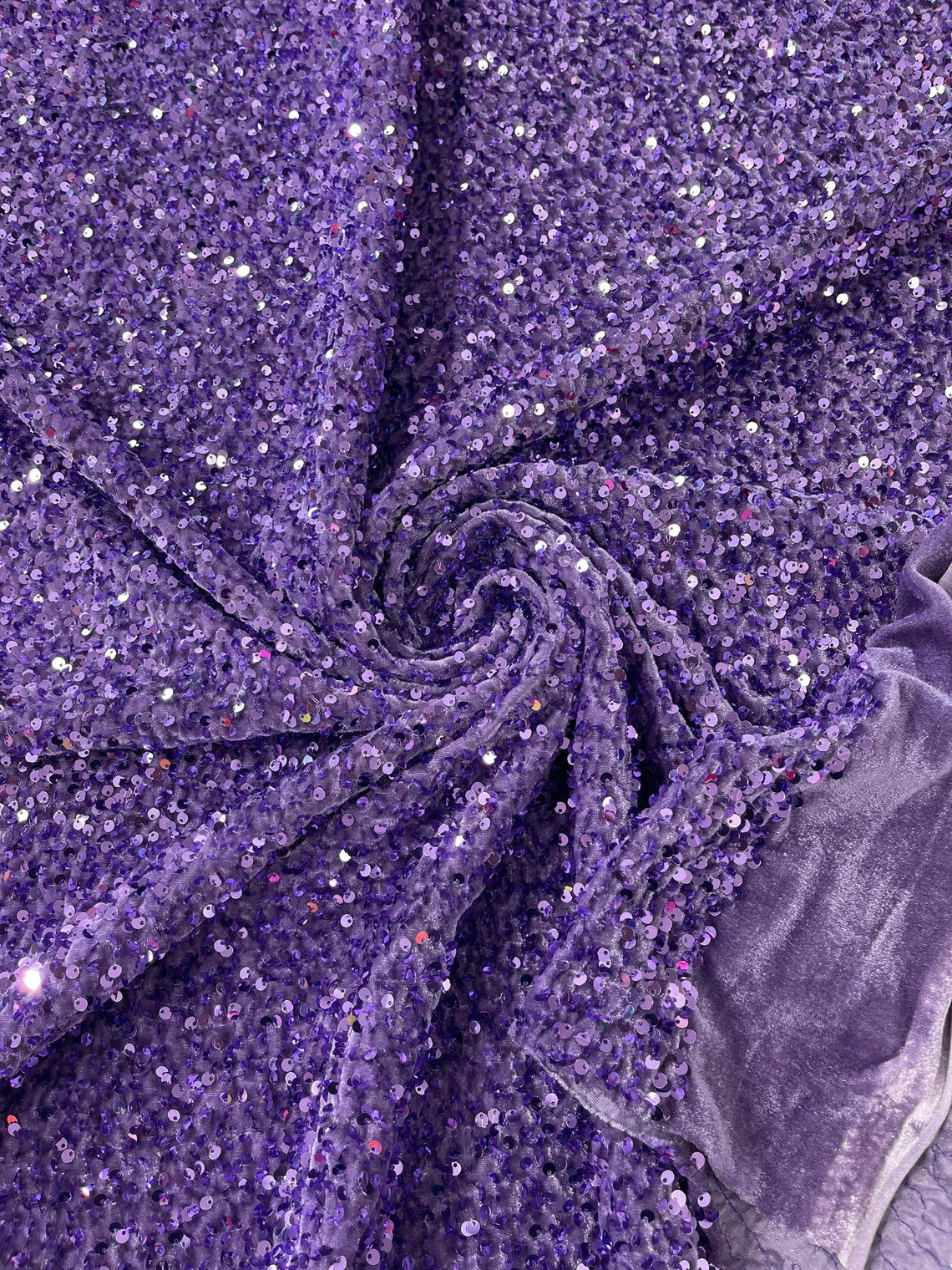 Stretch Velvet Sequins Fabric - Lavender - Velvet Sequins 2 Way Stretch 58/60” By Yard