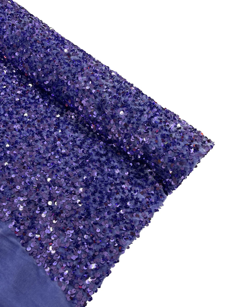 Stretch Velvet Sequins Fabric - Lavender - Velvet Sequins 2 Way Stretch 58/60” By Yard