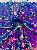 Jumbo Oval Sequins - Lavender - Paillette Big Oval Sequins Design Fabric By Yard