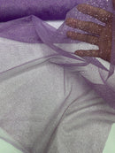 Shimmer Glitter Mesh Fabric - Lavender - Shiny Glitter Dots Design on Lace Mesh Sold By Yard