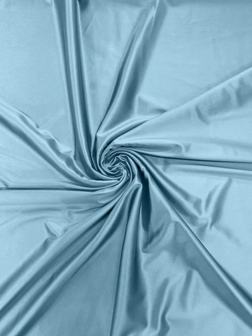 60" Heavy Shiny Satin Fabric - Light Blue - Stretch Shiny Satin Fabric Sold By Yard