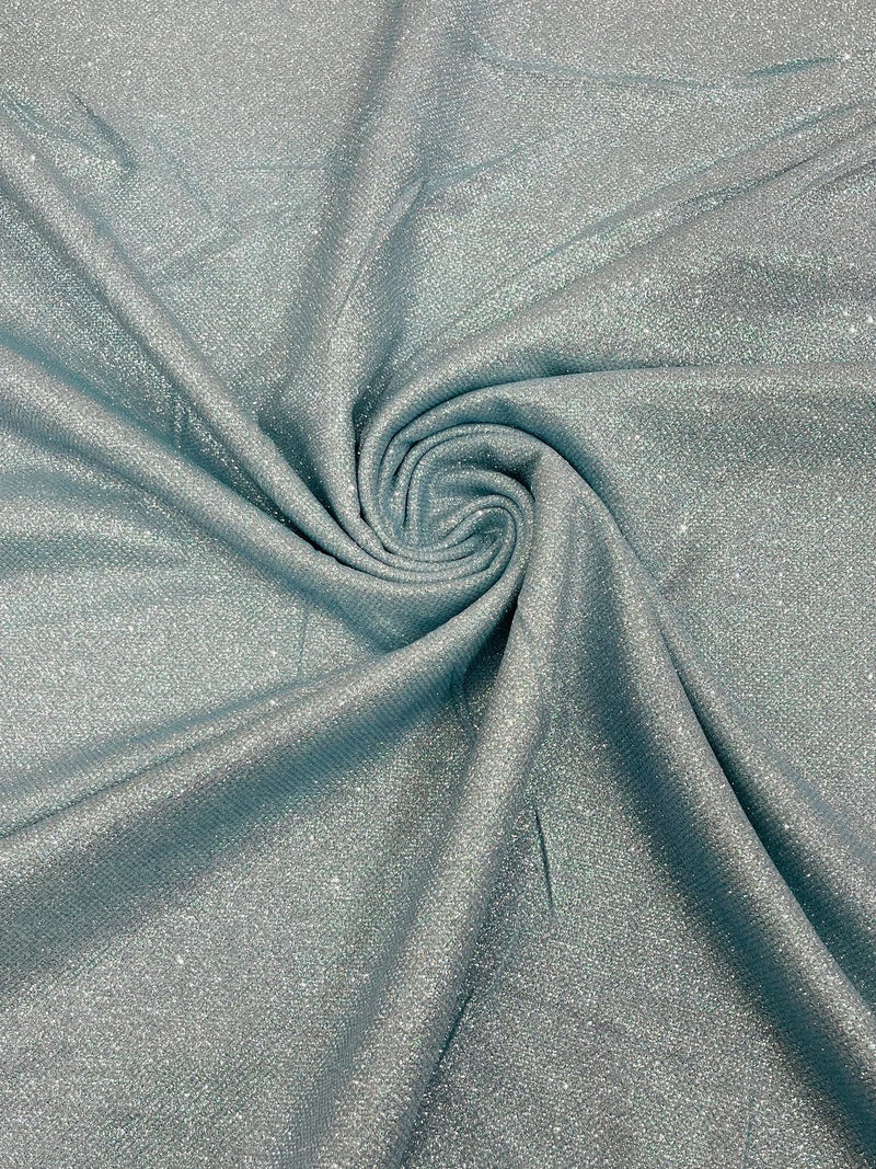 Shimmer Glitter Fabric - Light Blue - Luxury Sparkle Stretch Solid Fabric Sold By Yard