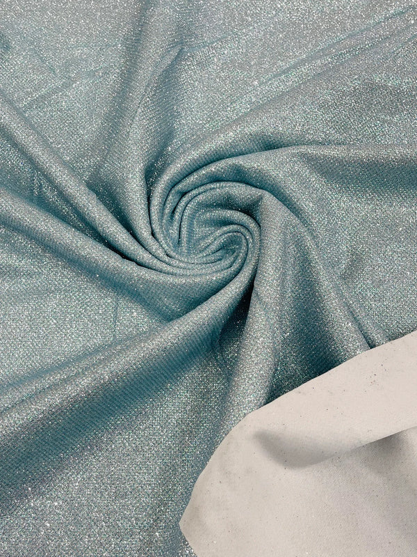 Shimmer Glitter Fabric - Light Blue - Luxury Sparkle Stretch Solid Fabric Sold By Yard