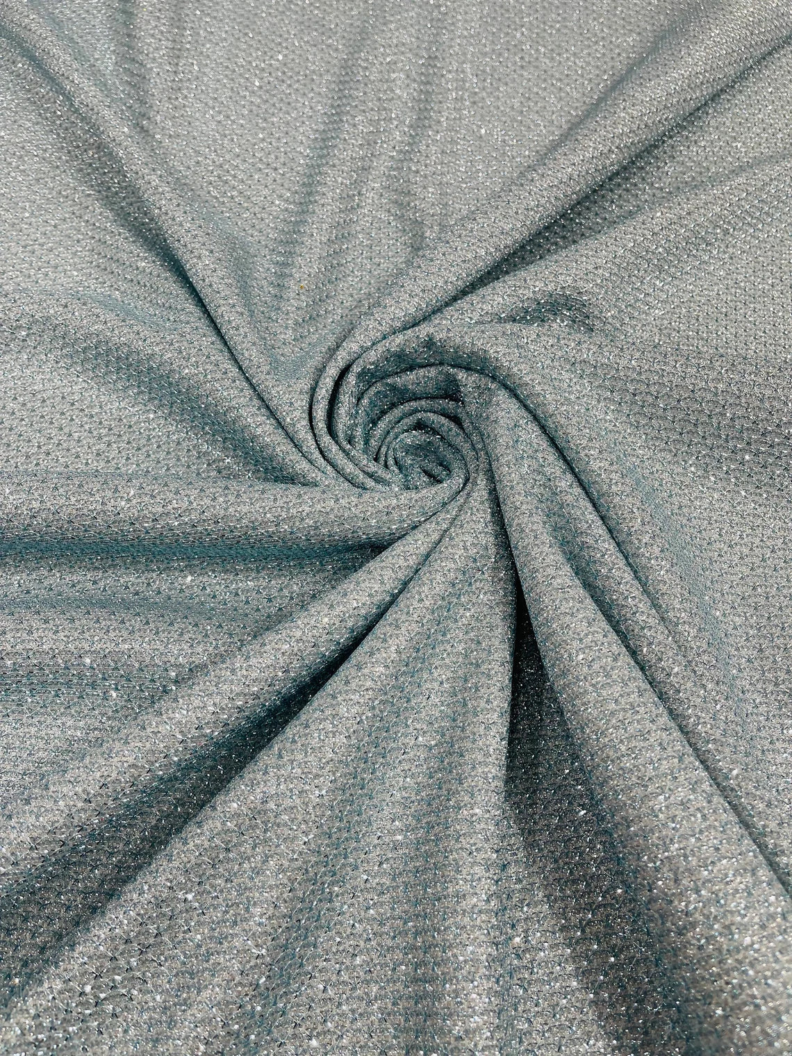 Diamond Shimmer Glitter Fabric - Light Blue - Sparkle Stretch Luxury Shiny Fabric By Yard