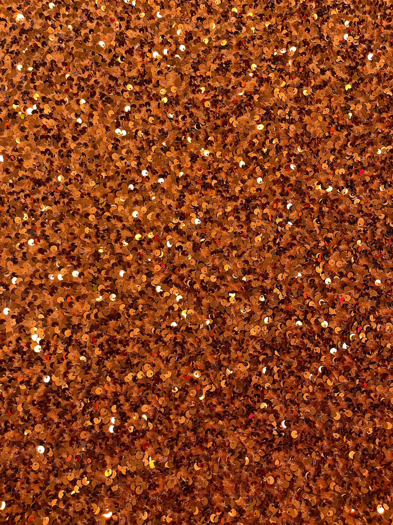 Stretch Velvet Sequins Fabric - Light Brown - Velvet Sequins 2 Way Stretch 58/60” By Yard