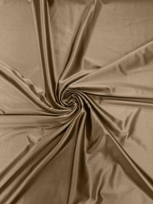 60" Heavy Shiny Satin Fabric - Light Champagne - Stretch Shiny Satin Fabric Sold By Yard