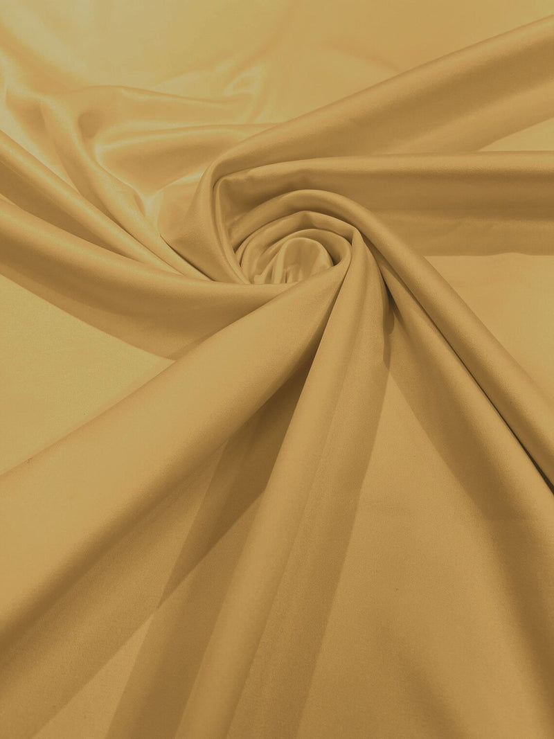 58/59" Satin Stretch Fabric Matte L'Amour - Light Gold - Stretch Matte Satin Fabric By Yard